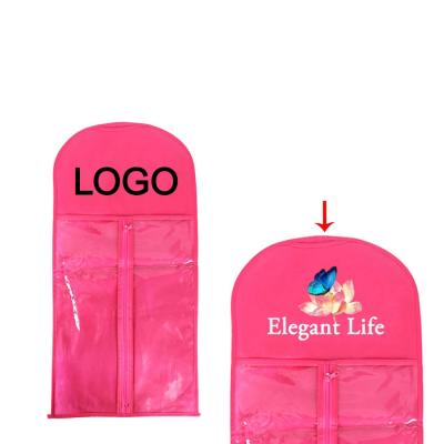 BIOSLLE  Custom Logo Luxury Hair Extension Packing Bag Dustproof Hair Bag Zipper PVC Hair Wig Storage Bag With Hanger